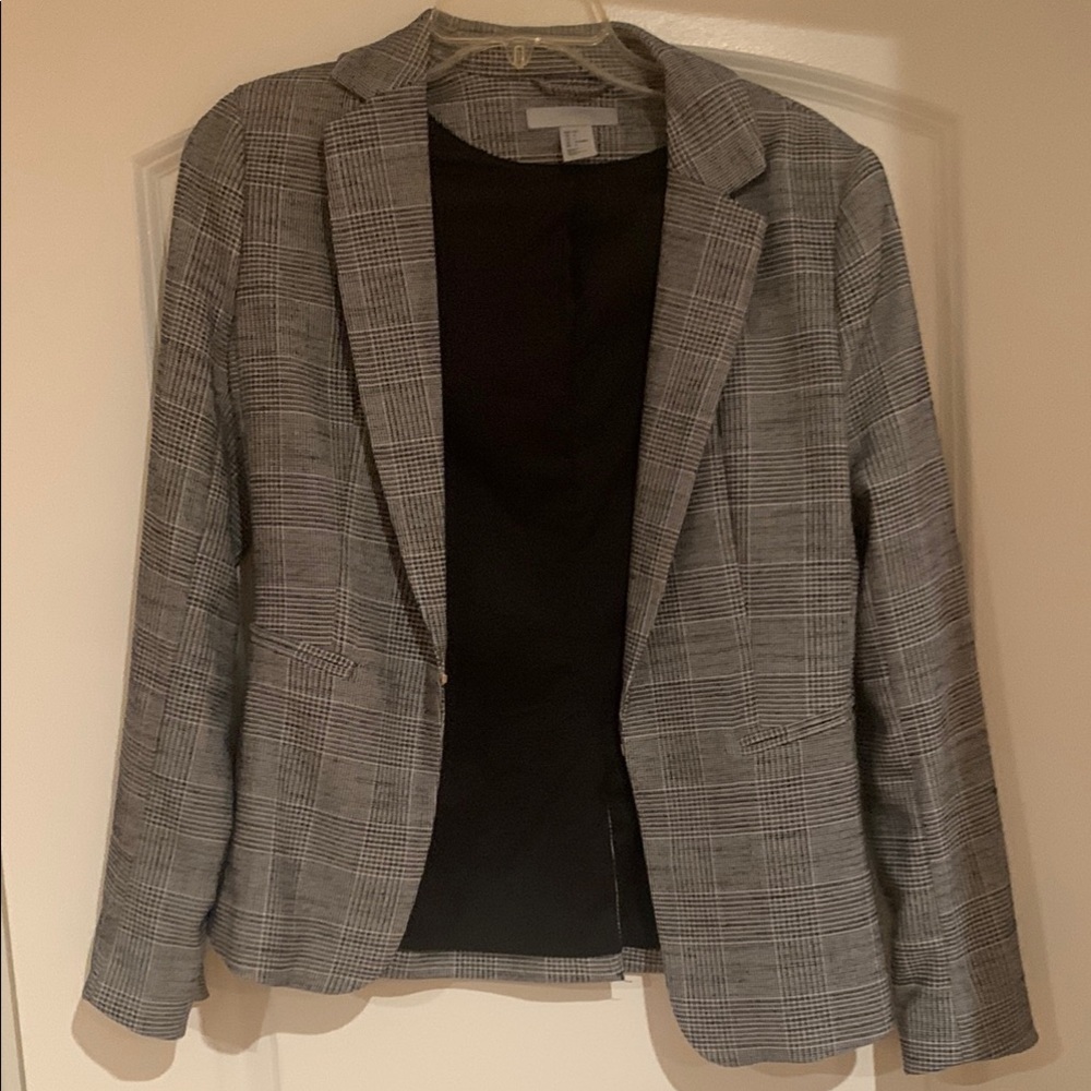 Women's Gray Plaid Blazer